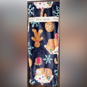Rae Dunn Plush 50”x70” blanket - Gingerbread and Snowflake Design,